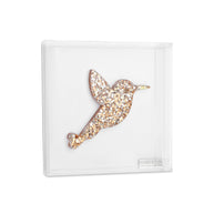 Cuadro Colibrí brillos Dorados