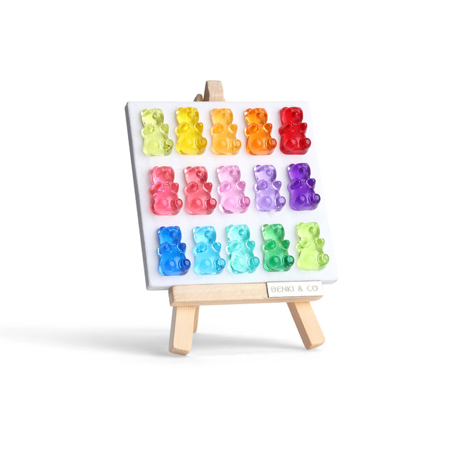 Mini Lienzo Arcoíris con Gummy Bears Píxel