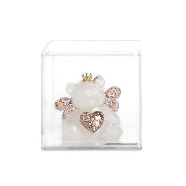 Escultura Angel Teddy Bear con Corona y Corazón