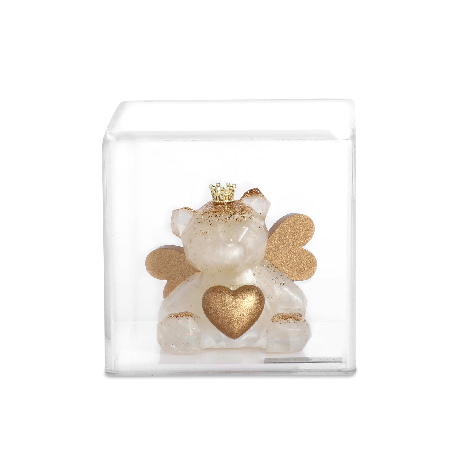 Escultura Angel Teddy Bear con Corona y Corazón