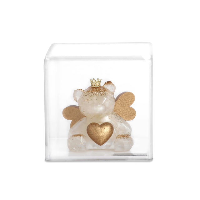 Escultura Angel Teddy Bear con Corona y Corazón