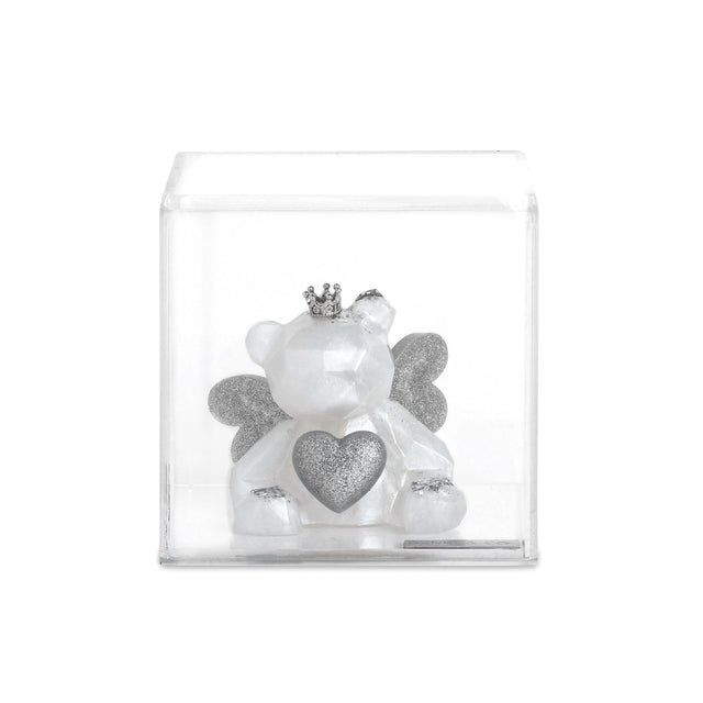 Escultura Angel Teddy Bear con Corona y Corazón