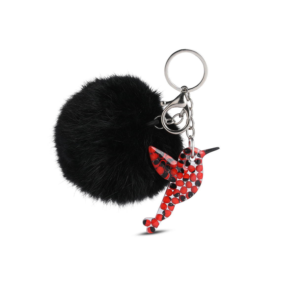 Llavero Colibrí con Huayruros y Pompón