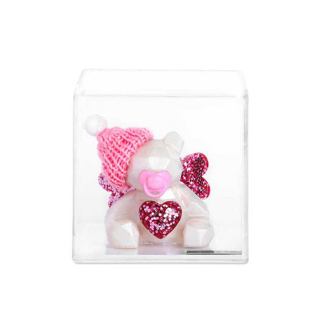 Escultura Angel Teddy Bear con Gorro, Chupón y Corazón