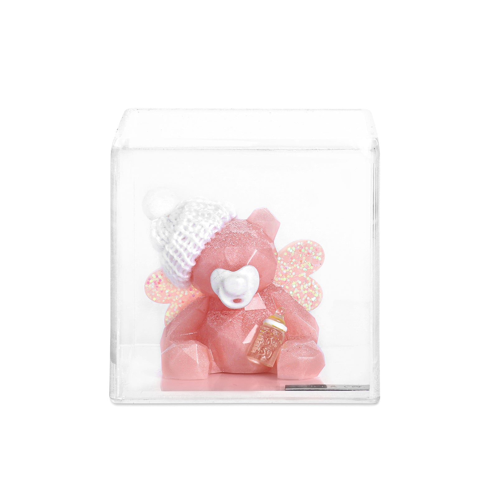 Escultura Angel Teddy Bear con Gorro, Chupón y Biberón